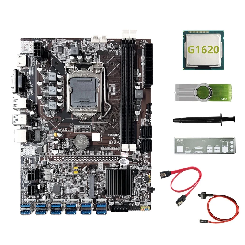 Материнская плата B75 ETH для майнинга, ЦП 12USB3.0 + G1620 + Драйвер USB 64 ГБ + кабель SATA + кабель переключателя + термопаста + перегородка для майнинга BTC
Материнская плата B75 ETH для майнинга, ЦП 12USB3.0 + G1620 + Драйвер USB 64 ГБ + кабель SATA + кабель переключателя + термопаста + перегородка для майнинга BTC