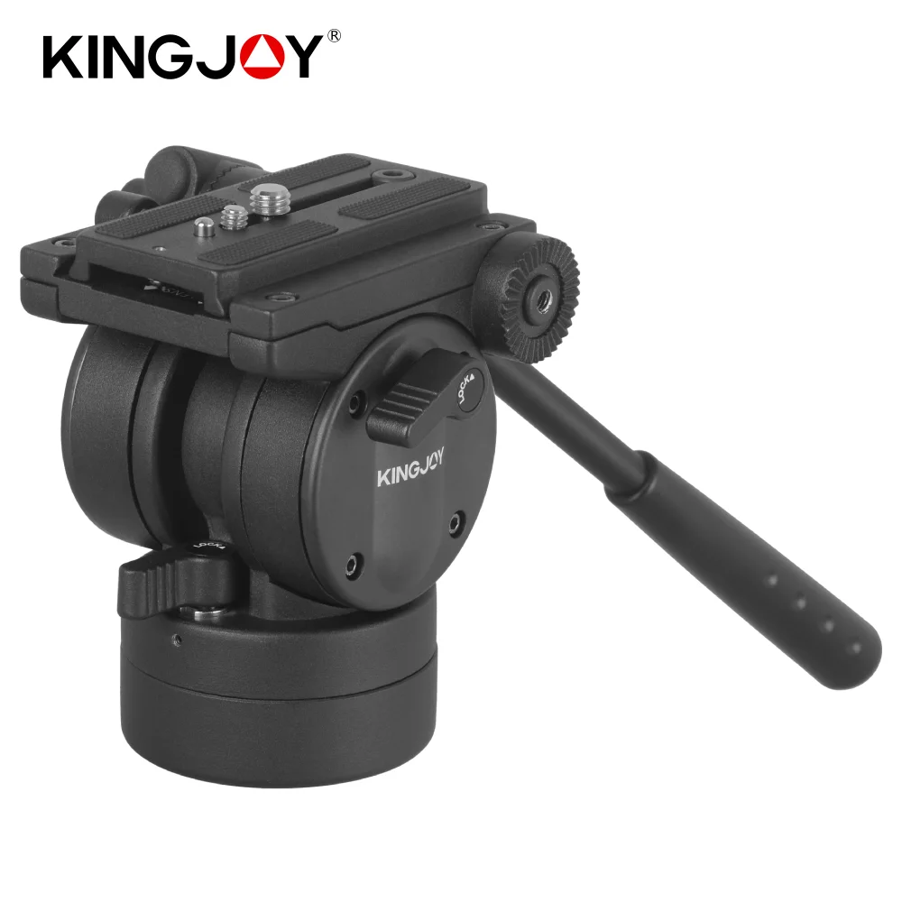 

KINGJOY Video Fluid Head Hydraulic Damping Tripod Ball Head with 1/4" & 3/8" Screw Quick Release Plate for DSLR Camera Camcorder
