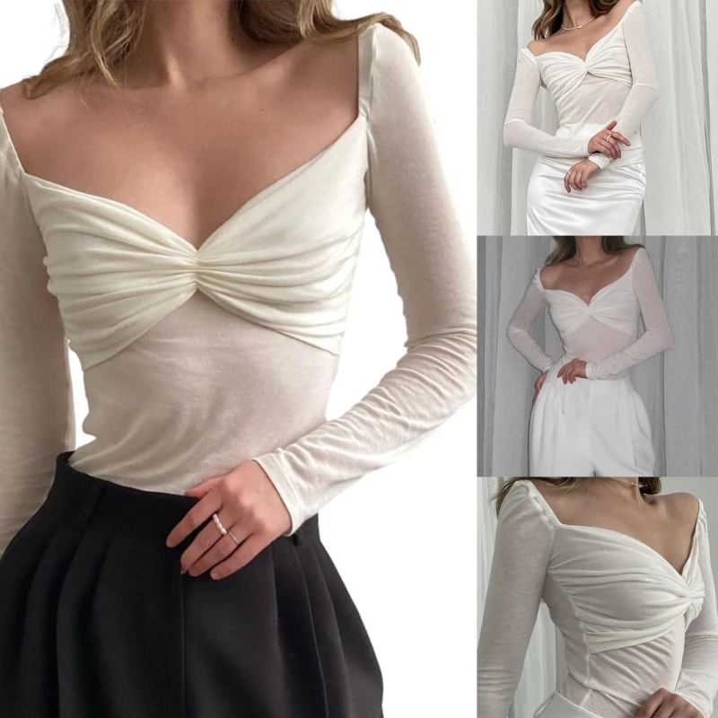 Рубашка для женщин с длинным рукавом Crop Top Twist Sweetheart Neck T-shirt Skinny Tops
Рубашка для женщин с длинным рукавом Crop Top Twist Sweetheart Neck T-shirt Skinny Tops