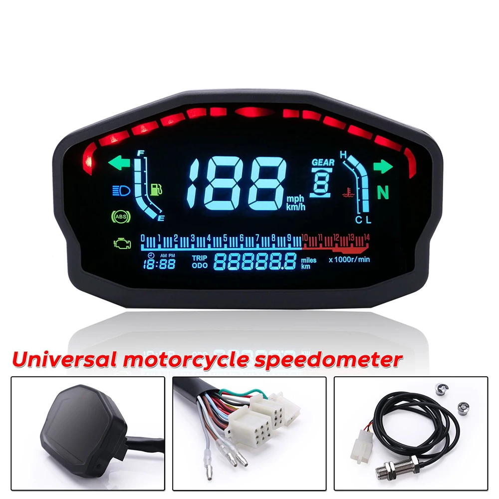 

Universal Speedometer Motorcycle Instrument LED LCD Digital Odometer For Honda 2,4 Cylinder Most MotorBike Panel Meter