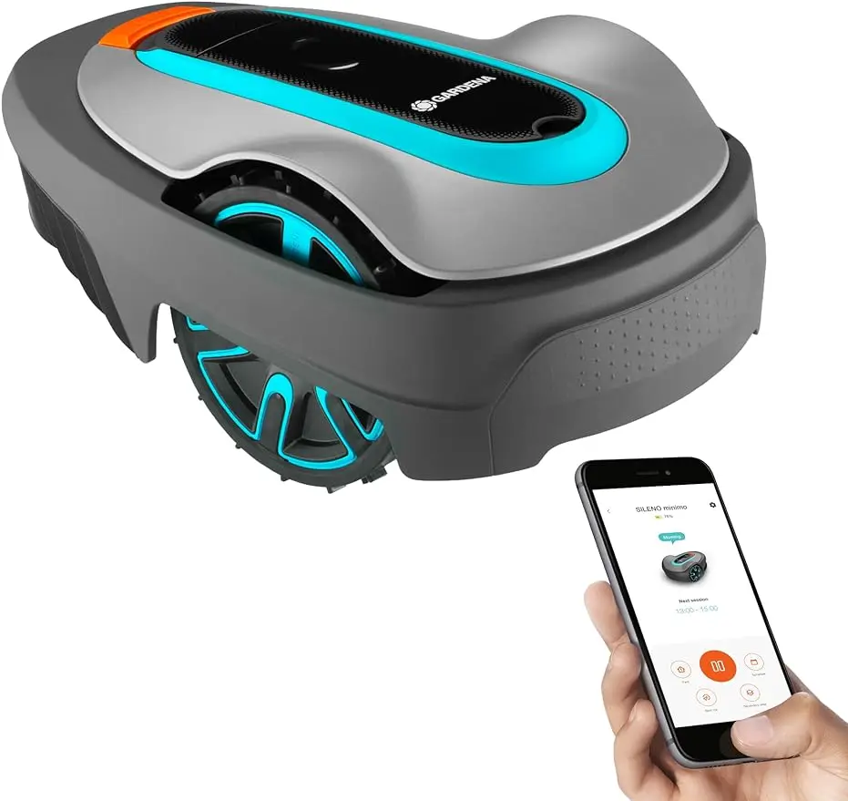 

GARDENA 15001-41 SILENO City - Automatic Robotic Lawn Mower, with Bluetooth app and Boundary Wire, one of The quietest in its