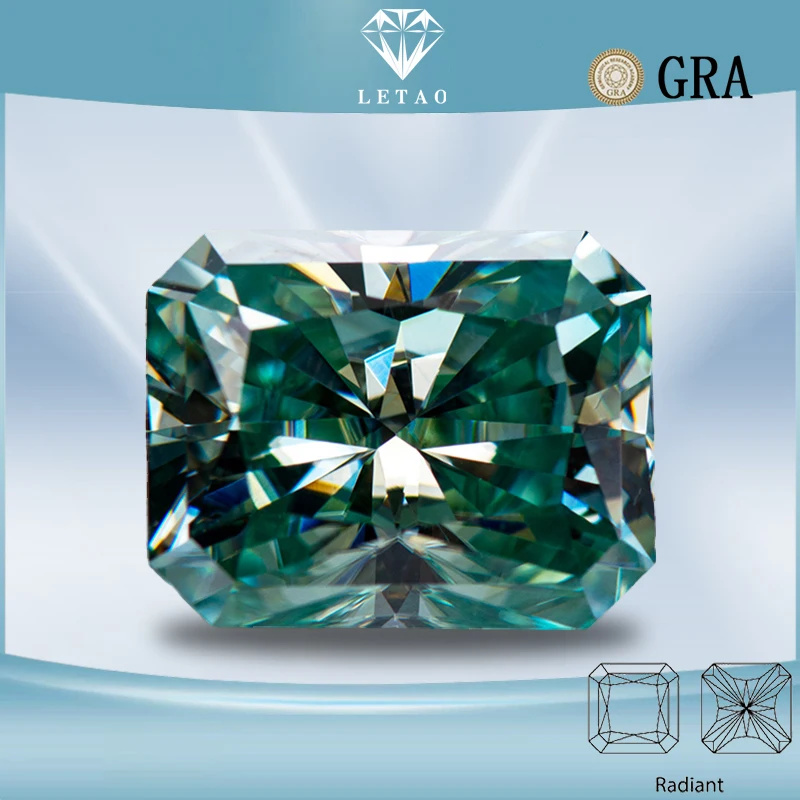 

Moissanite Stone Radiant Cut Yellow Green Color Lab Grown Gemstone for Charms Diy Jewelry Making Materials With GRA Certificate