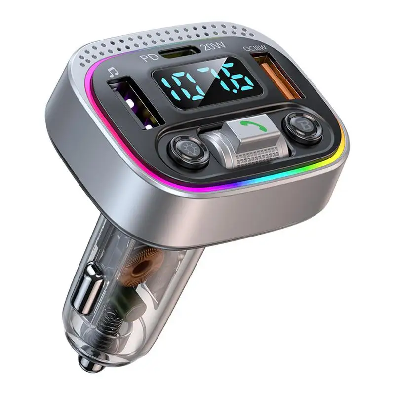 

Автомобильный FM-передатчик QC3.0 с синими зубьями 5,1, цветное быстрое зарядное устройство USB с подсветкой, цветной автомобильный комплект громкой связи, mp3-плеер