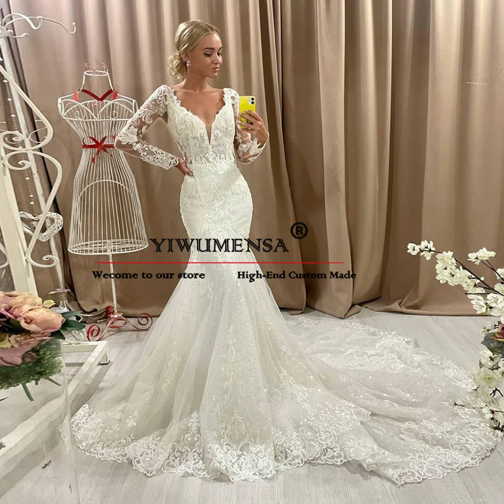 Elegant Mermaid Wedding Dresses V Neck Lace Appliques Backless Bridal Gowns Formal Party Women Marriage Clothing Robe De Mariee
Elegant Mermaid Wedding Dresses V Neck Lace Appliques Backless Bridal Gowns Formal Party Women Marriage Clothing Robe De Mariee