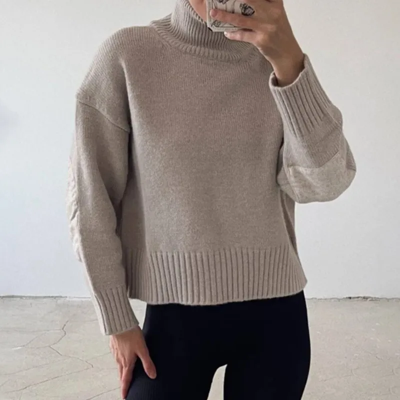 

Modishdutti 2024 Autumn Winter Women Fashion Knitted Sweater Female Solid Color Casual Simple Turtleneck Pullover Tops