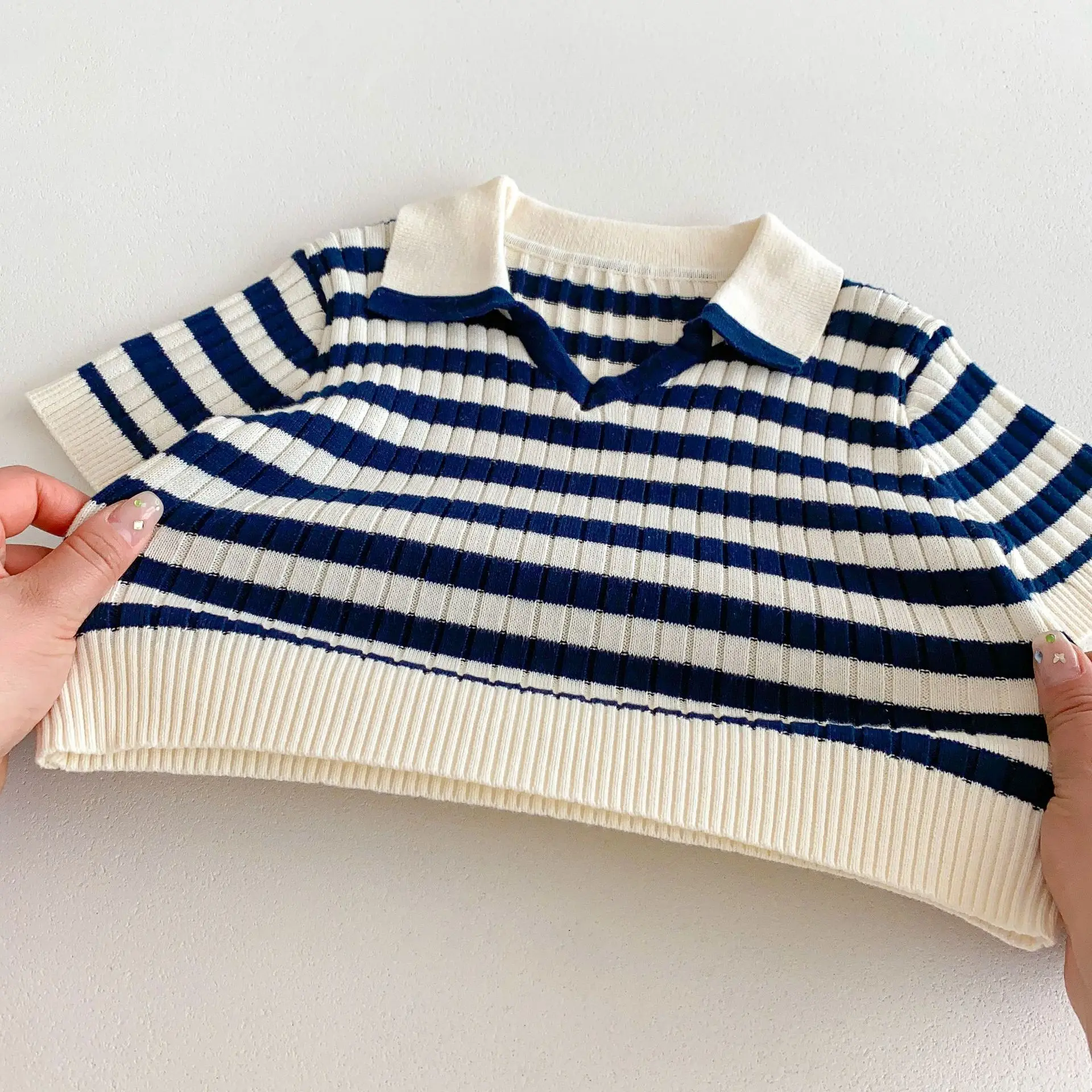 2025 Summer New Baby Short Sleeve Clothes Set Infant Striped Knit Tops + Shorts 2pcs Suit Infant Girl Casual T Shirts Outfits 23 S2a2975591e5e49419696401f1d4ab539t