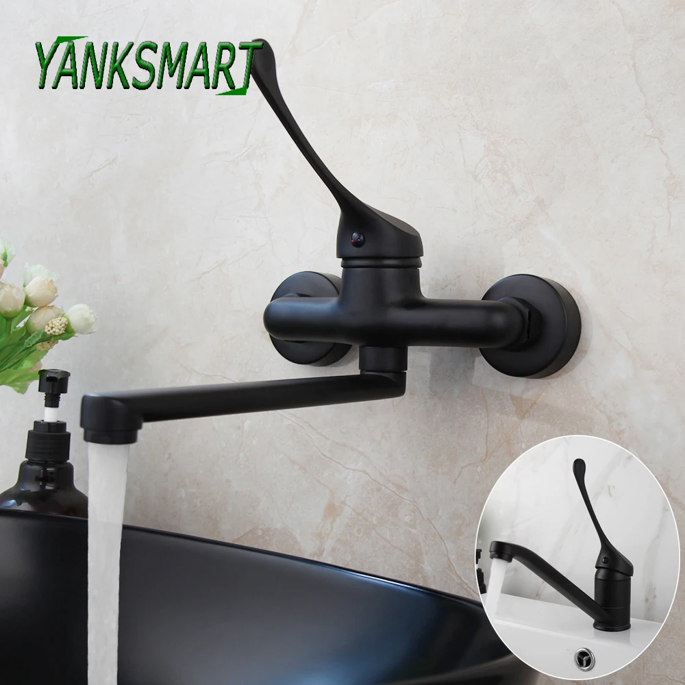 Матовый черный эргономичный смеситель для раковины в ванной комнате YANKSMART, медицинские гигиенические смесители, устанавливаемый на раковину смеситель для холодной и горячей воды
Матовый черный эргономичный смеситель для раковины в ванной комнате YANKSMART, медицинские гигиенические смесители, устанавливаемый на раковину смеситель для холодной и горячей воды