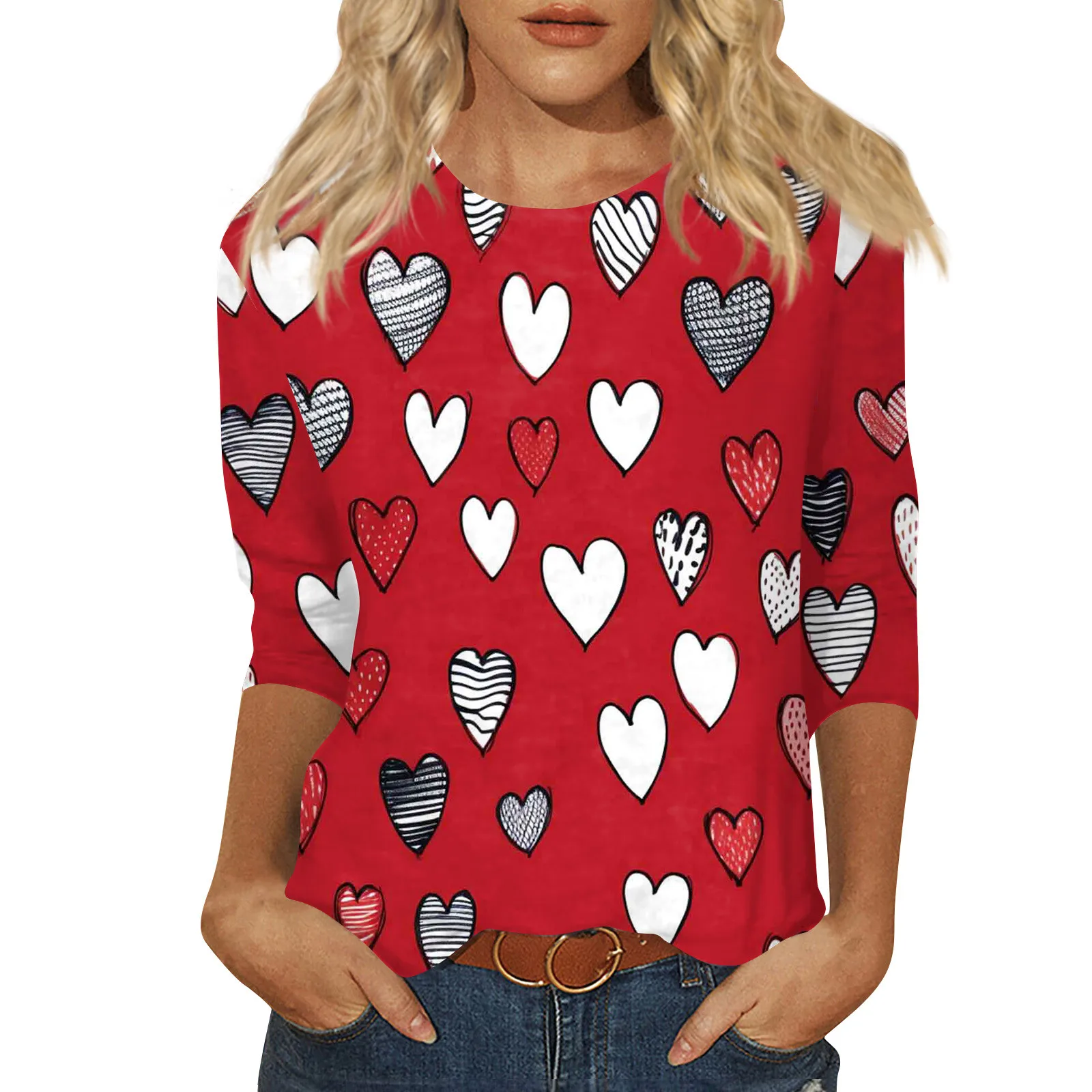 Women'S T-Shirt Valentine'S Day Love Pattern Printed Round Neck Long Sleeved Top Gift For Girlfriend Date Dressing Gif
Women'S T-Shirt Valentine'S Day Love Pattern Printed Round Neck Long Sleeved Top Gift For Girlfriend Date Dressing Gif