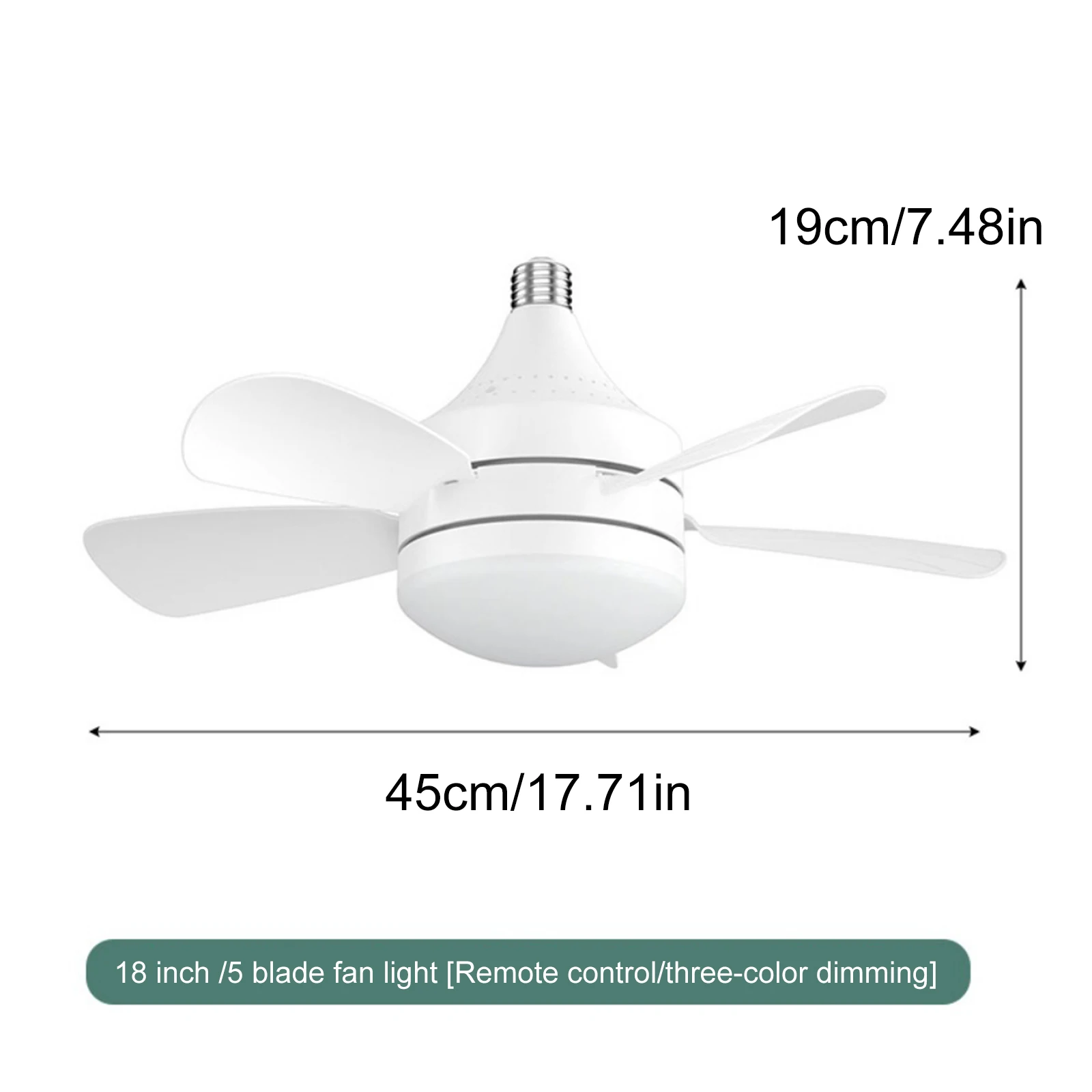 

Sleek Ceiling Fan with Built-In Light and Remote - 3 Speeds, Timer Settings, Indoor Flush Mount, No Wiring Needed