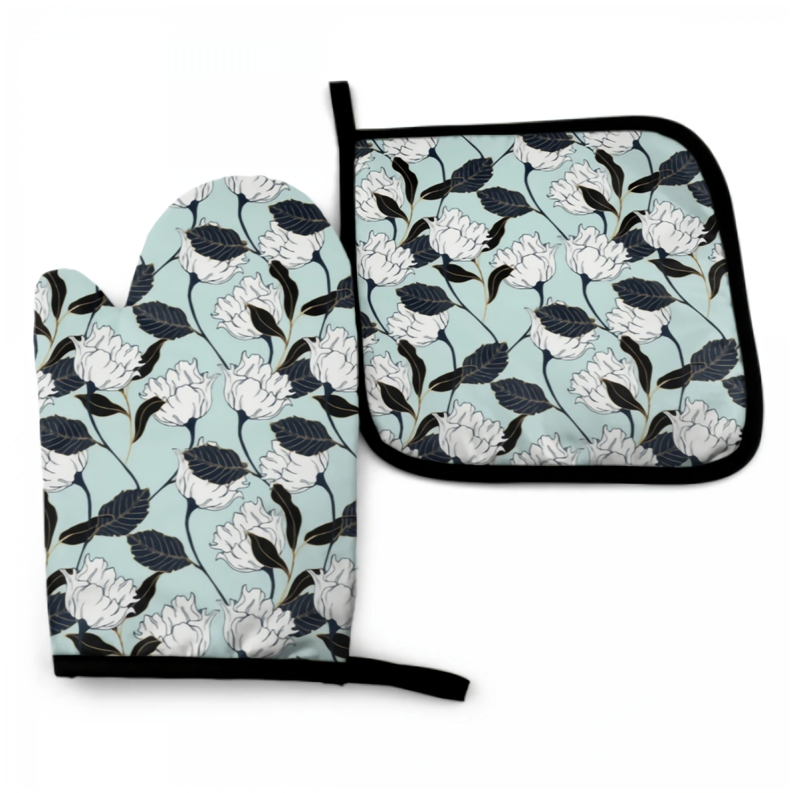Lovely White Flowers Oven Mitt and Pot holder Set Heat Resistant Non Slip Kitchen Gloves with Inner Cotton Layer for Cooking BBQ
Lovely White Flowers Oven Mitt and Pot holder Set Heat Resistant Non Slip Kitchen Gloves with Inner Cotton Layer for Cooking BBQ