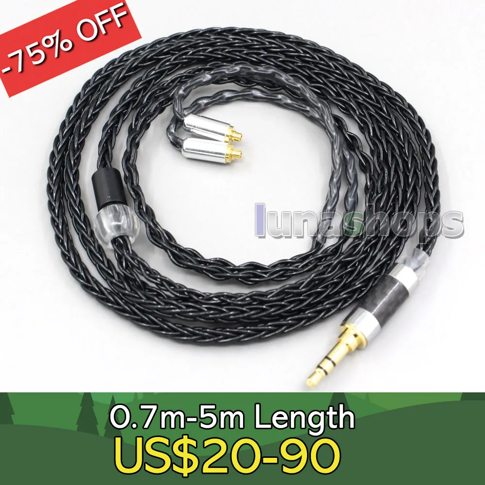 

3.5mm 2.5mm 4.4mm XLR 8 Core Silver Plated Black Earphone Cable For Pioneer SE-CH5T SE-CH5B SE-CH9T DJE-1500 DJE-2000 LN006595