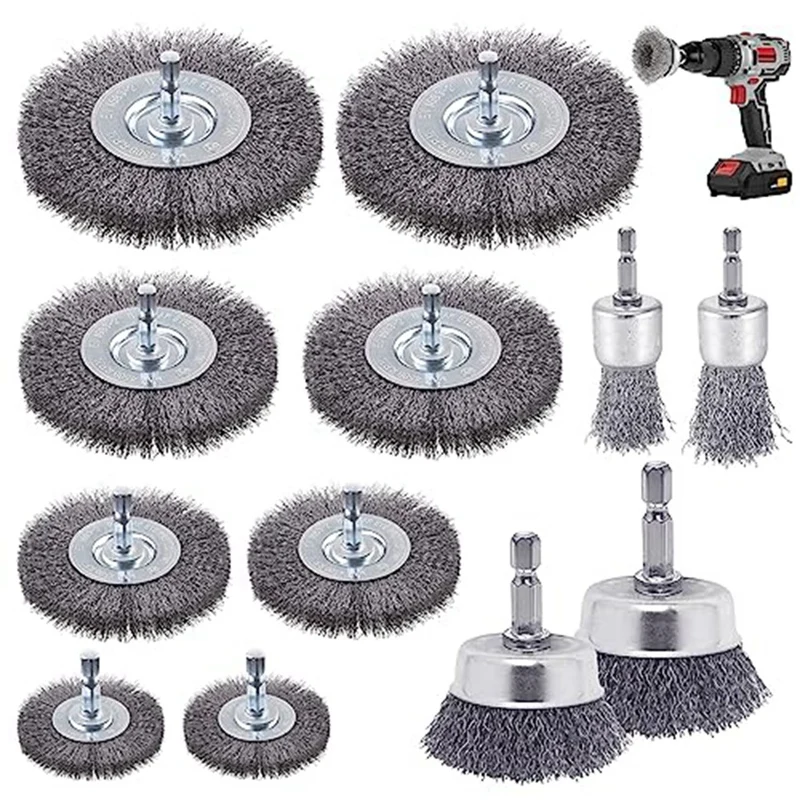 12 Piece Wire Brush For Drill Wire Wheel Brush Cup Set Wire Wheel For Drill 0.012 Carbon Steel Wire, Drill Wire Brush
12 Piece Wire Brush For Drill Wire Wheel Brush Cup Set Wire Wheel For Drill 0.012 Carbon Steel Wire, Drill Wire Brush