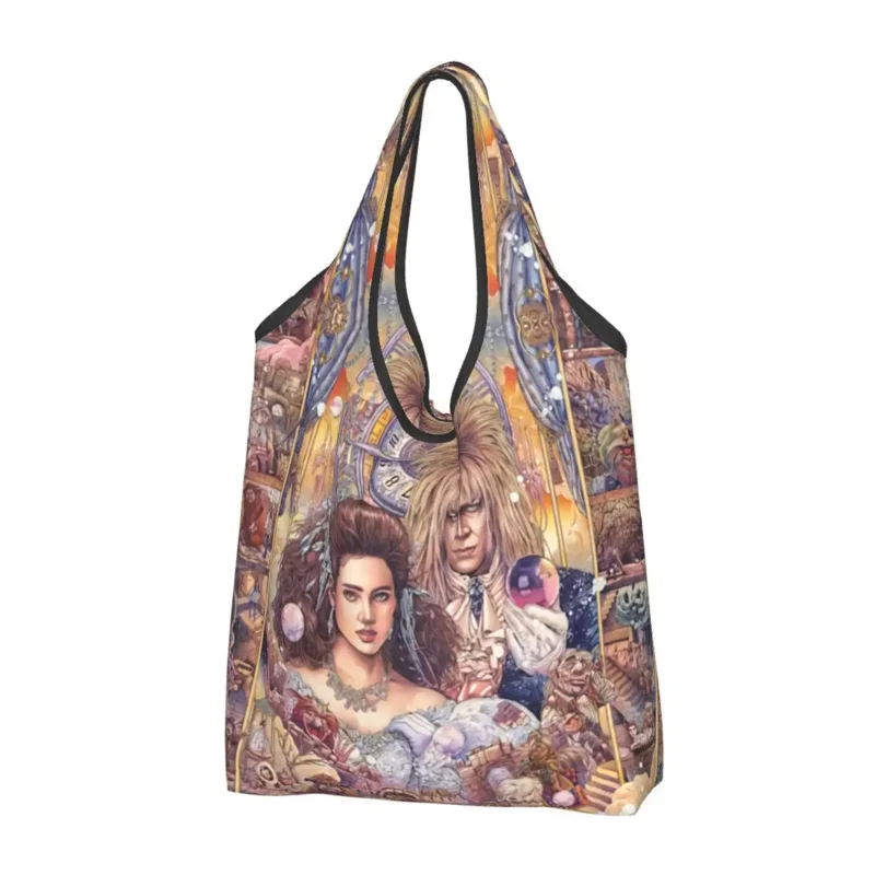 

Fantasy Film Labyrinth Groceries Shopping Bags Fashion Shopper Tote Shoulder Bag Portable Jareth The Goblin King Movie Handbag