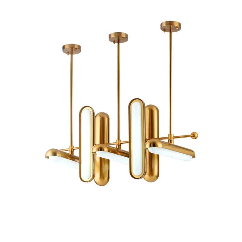 

Золотая железная стеклянная люстра в стиле пост-модерн, подвесной светильник в стиле арт-деко для столовой