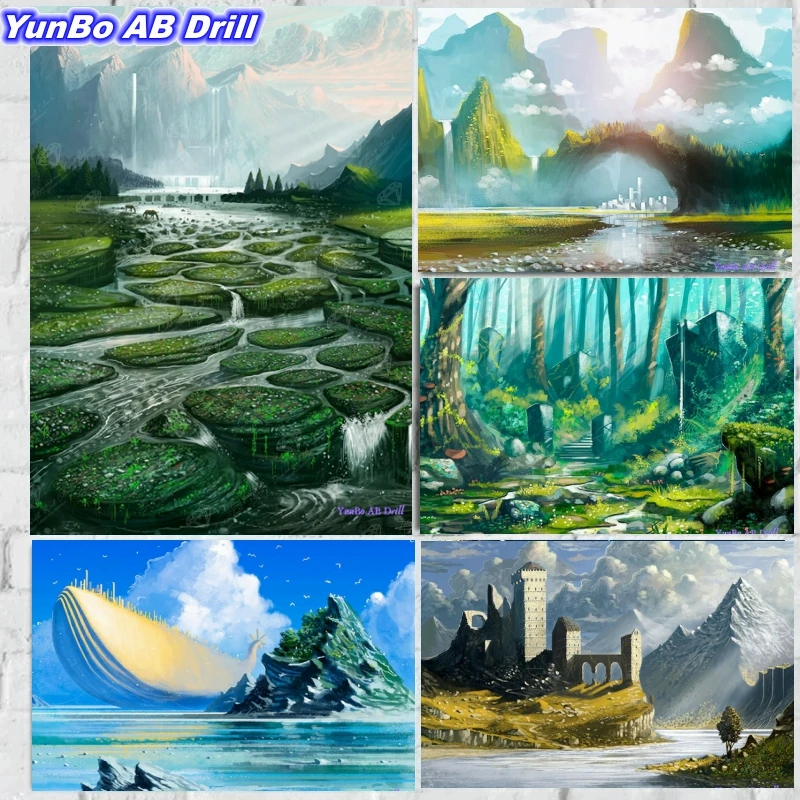 AB Drill Waterfall Forest Abandoned Castle DIY Diamond Painting Lake Natural Landscapes Mosaic Craft Home Decor Cross Stitch Art
AB Drill Waterfall Forest Abandoned Castle DIY Diamond Painting Lake Natural Landscapes Mosaic Craft Home Decor Cross Stitch Art