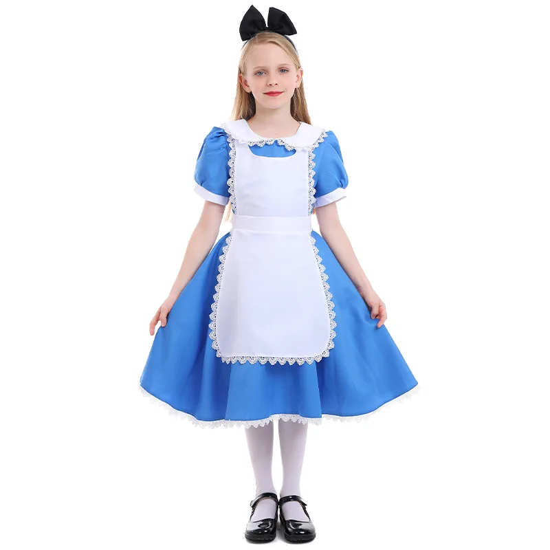 Girls Fairy Tales Movie Cosplay Costume Cosplay Blue Maid Lolita Dress Long Kids Child Lace Trim Apron Performance Clothing
Girls Fairy Tales Movie Cosplay Costume Cosplay Blue Maid Lolita Dress Long Kids Child Lace Trim Apron Performance Clothing