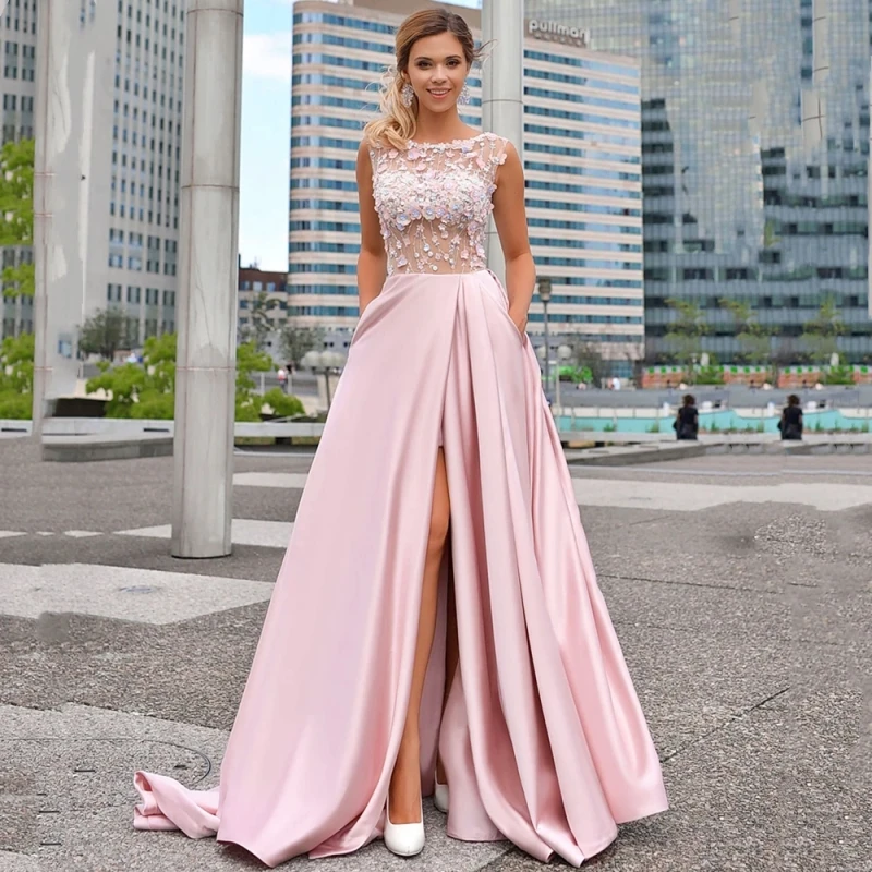 Princess A Line Pink Prom Dress 2024 Side Slit O-Neck Sleeveless 3D Floral Lace Applique Homecoming Graduation Formal Party Gown
Princess A Line Pink Prom Dress 2024 Side Slit O-Neck Sleeveless 3D Floral Lace Applique Homecoming Graduation Formal Party Gown