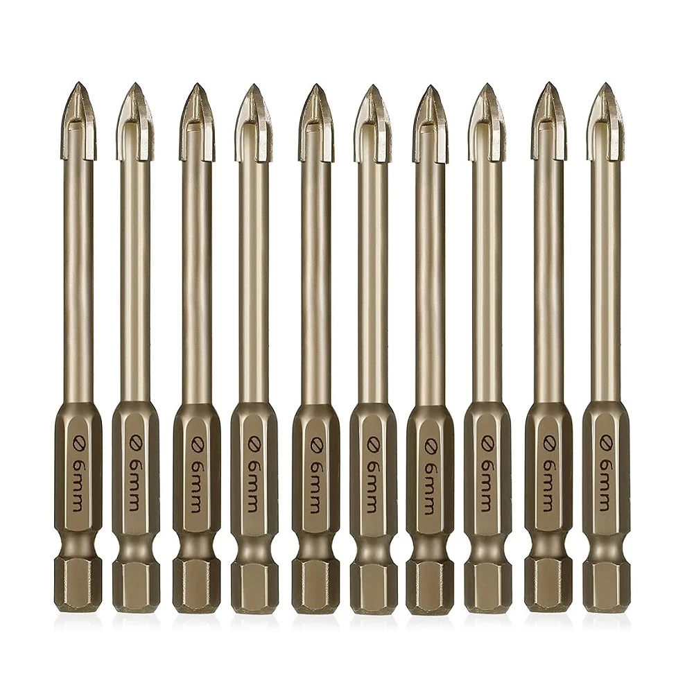 10pcs 6mm Tile Porcelain Drill Bit Marble Ceramic Glass Brick Hex Shank Spear Head Cross Hex Tile Bits Glass Ceramic Concrete
10pcs 6mm Tile Porcelain Drill Bit Marble Ceramic Glass Brick Hex Shank Spear Head Cross Hex Tile Bits Glass Ceramic Concrete