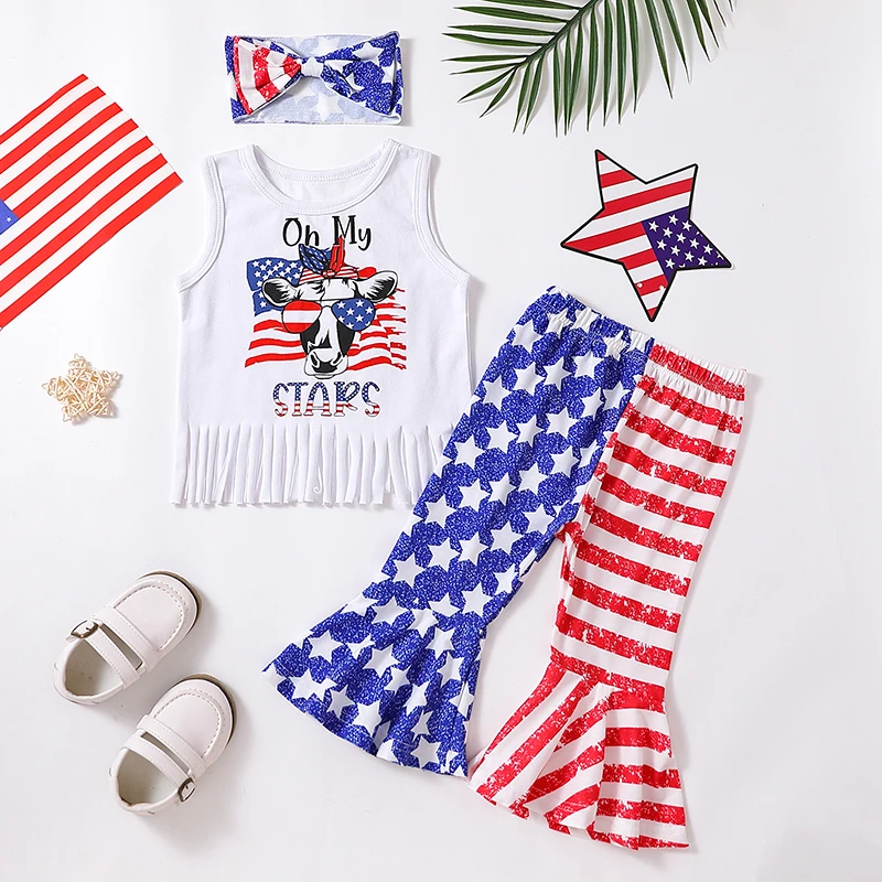 2023-03-17 Lioraitiin 0-6Years Independence Day Kids Girls Clothes Letter Print Tassel Hem Tank Stripe Stars Print Flare Pant
2023-03-17 Lioraitiin 0-6Years Independence Day Kids Girls Clothes Letter Print Tassel Hem Tank Stripe Stars Print Flare Pant