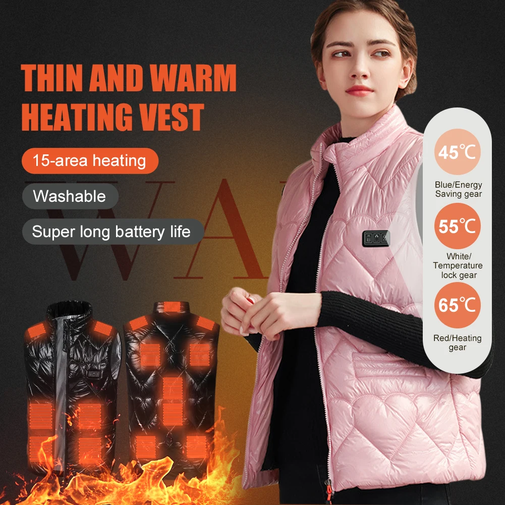 15 Areas Heated Vest for Women Sleeveless USB Powered 3 Gear Temperature Control Winter Warm Vest for Outdoor Hiking Camping
15 Areas Heated Vest for Women Sleeveless USB Powered 3 Gear Temperature Control Winter Warm Vest for Outdoor Hiking Camping
