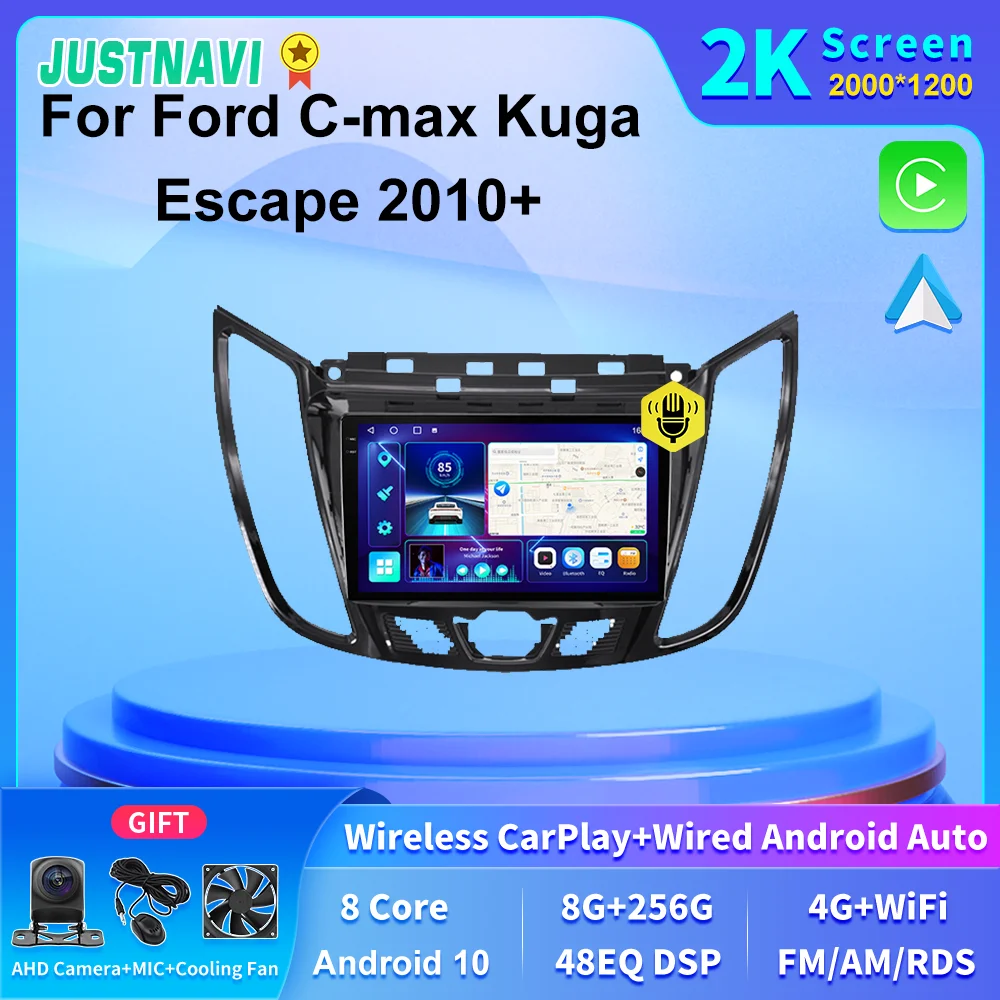 

JUSTNAVI 2K Screen 4G LTE GPS Navigation Car Multimedia Radio Stereo For Ford C-max Kuga Escape 2010 2011 2012 2013 2014 2015