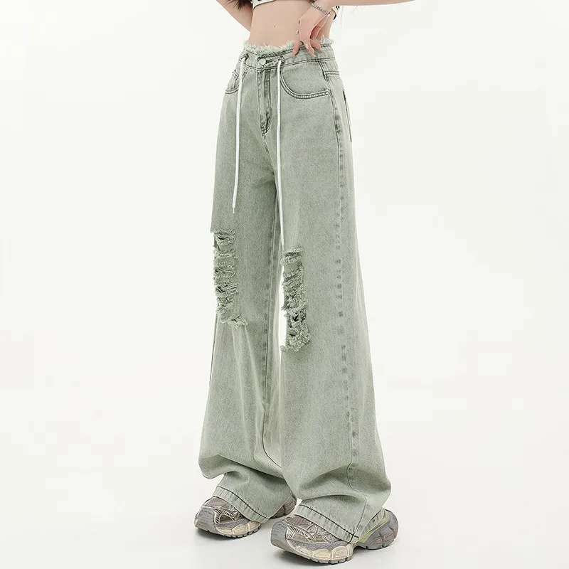 2023 New Arrival Apring Summer Women Cotton Denim Hole Design Full Length Jeans Button Fly Waist Loose Wide Leg Pants V662
2023 New Arrival Apring Summer Women Cotton Denim Hole Design Full Length Jeans Button Fly Waist Loose Wide Leg Pants V662