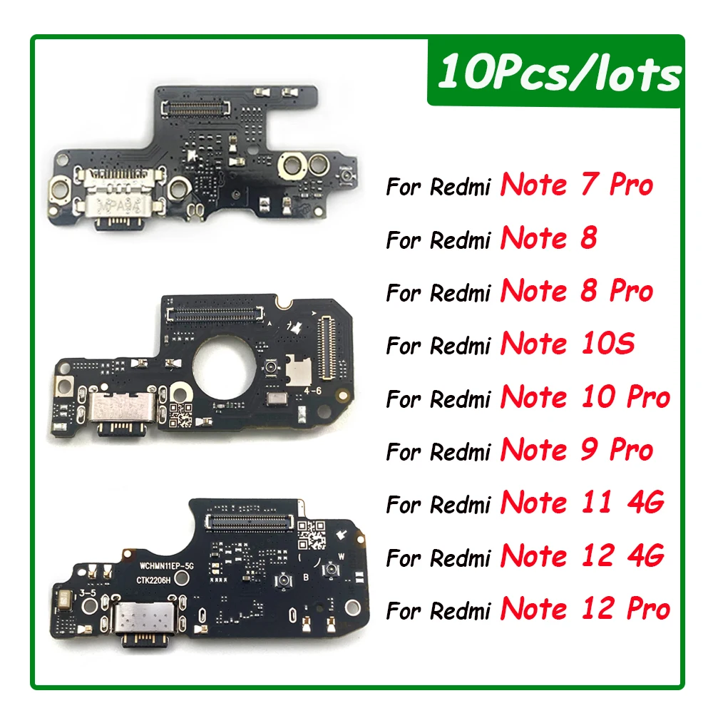 

10Pcs, For Xiaomi Redmi Note 10 7 8 9 Pro 8T 9S USB Port Charger Dock Connector Charging Board Flex Cable With Mic Microphone
