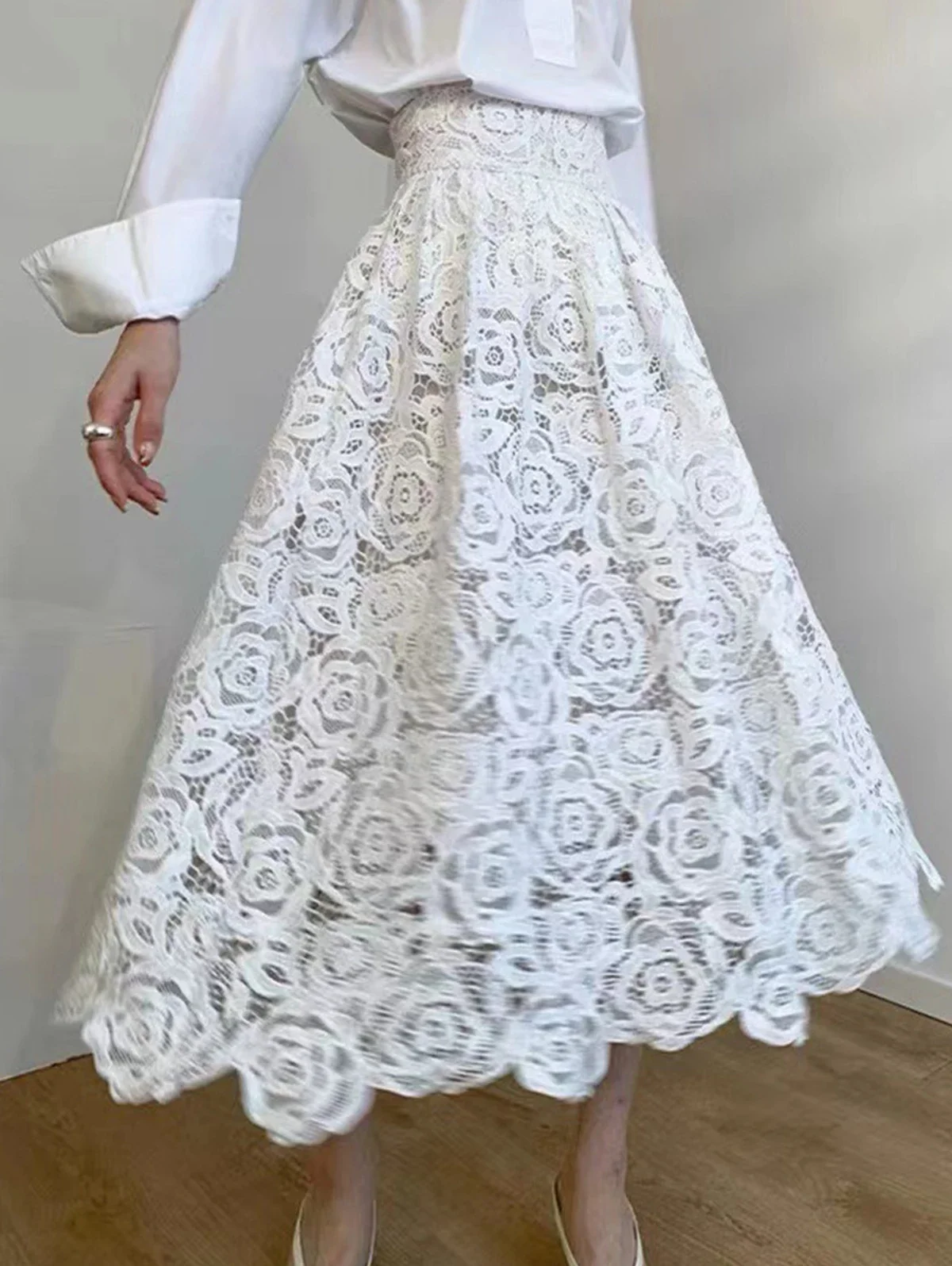 Sweet Clothes White Lace Flower Cake Skirt Women Spring and Autumn High Waist Mid Length A-line Skirt Half Length Long Skirt
Sweet Clothes White Lace Flower Cake Skirt Women Spring and Autumn High Waist Mid Length A-line Skirt Half Length Long Skirt