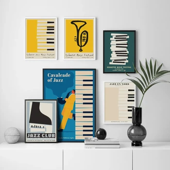 Jazz Club Piano Keys Music Teacher Class Wall Art Canvas Painting Nordic Posters And Prints Wall Pictures For Living Room Decor
