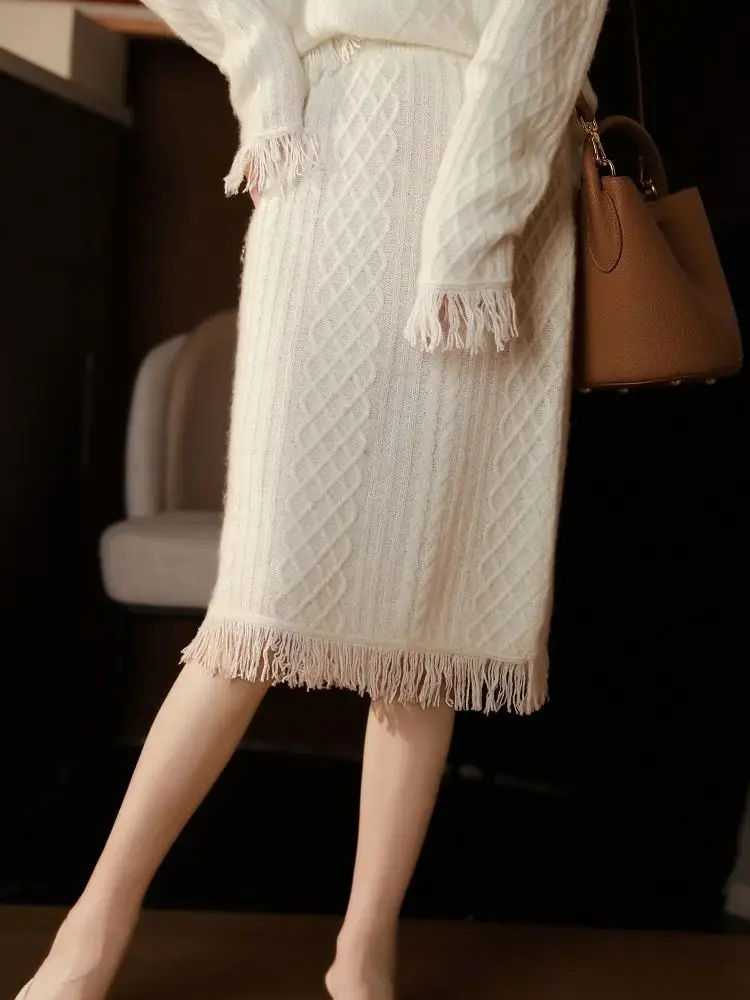 

Женское трикотажное платье ADDONEE, мягкое удобное офисное платье из шерсти мериноса с цветами и кисточками, Весна-Осень 100%