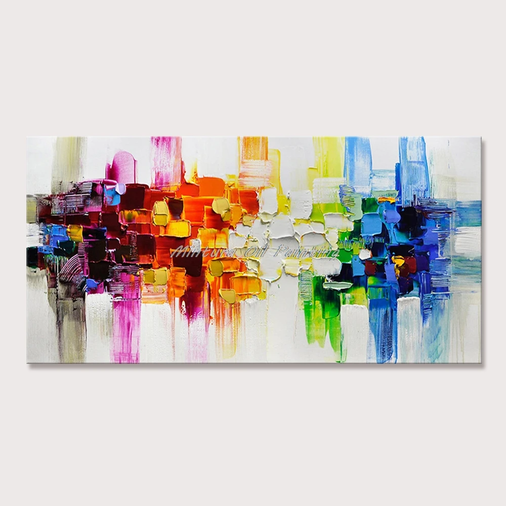 

Mintura Wall Picture for Living Room Oil Paintings on Canvas,Hand-Painted A Multicolor Abstract Image Hotel Decoration No Frame