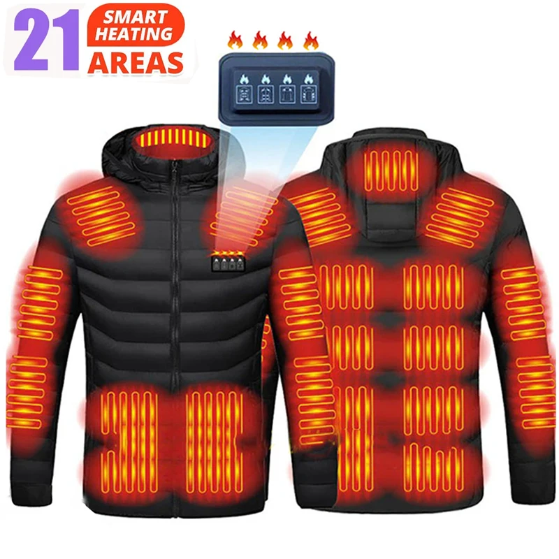 

Мужская куртка с подогревом 21 область, жилет с электрическим подогревом USB для женщин, зимнее уличное теплое пальто, парка, куртка, новая хлопковая куртка
