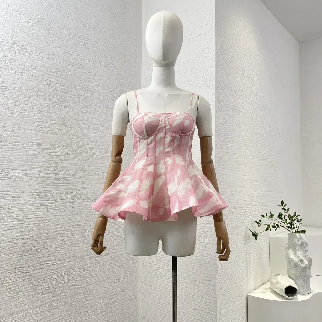 Sweet Pink Silk Linen 2024 New Collection White Freehand Painting Shirring Summer Holiday Women Camisole Tops
Sweet Pink Silk Linen 2024 New Collection White Freehand Painting Shirring Summer Holiday Women Camisole Tops