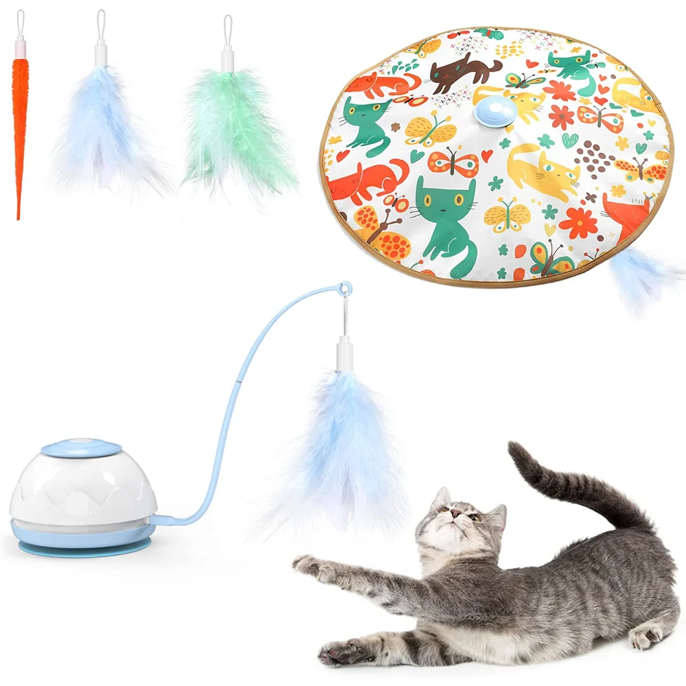 

Cat Toys Interactive,Adjustable Ambush Feather Kitten Toy,Automatic Kitten Toy for Cat Exercise Catcher Chasing Hunting Pet Toys