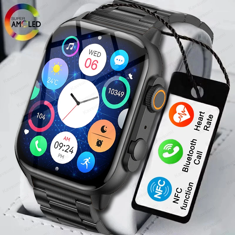 

NFC Smart Watch Men Women AMOLED Screen Custom Theme Bluetooth Call Clock Women Health Sport Smartwatch For Women Blood Pressure