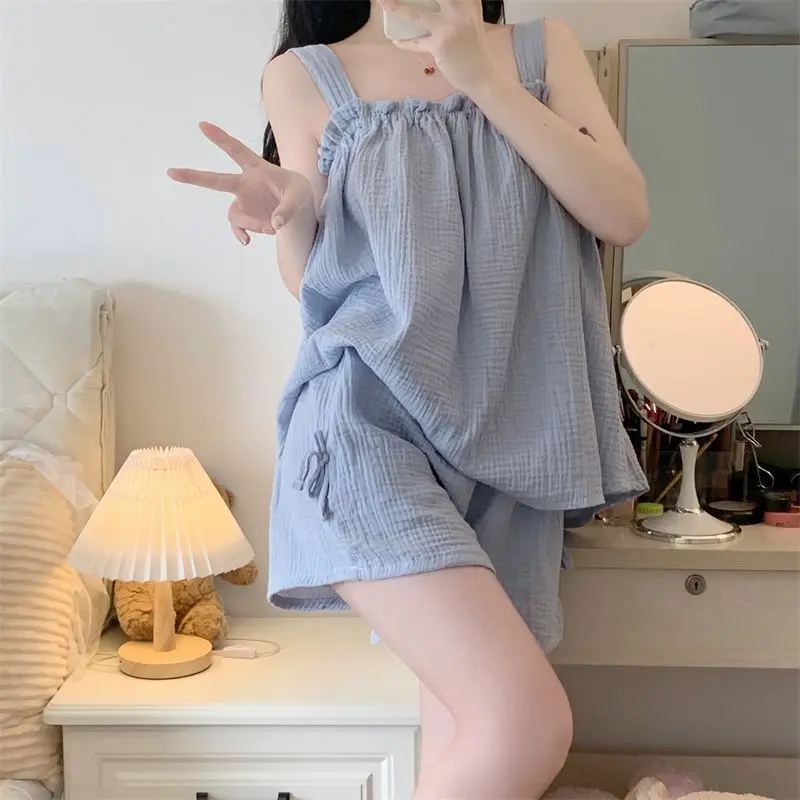 Korean Sleepwear Women Pajama Sets Ruffles Piiama Summer Set 2 Pieces Solid Night Wear Sleeping Spaghetti Strap Home Suit 2024
Korean Sleepwear Women Pajama Sets Ruffles Piiama Summer Set 2 Pieces Solid Night Wear Sleeping Spaghetti Strap Home Suit 2024
