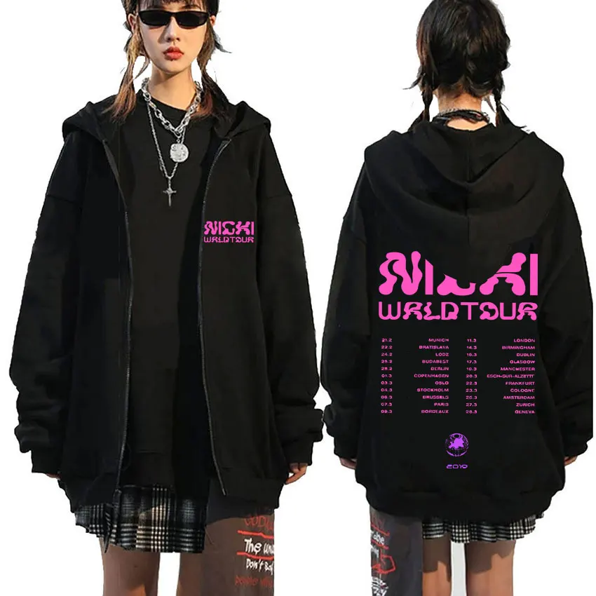 

Rapper Nicki Minaj Pink Friday 2 2024 World Tour Graphic Print Zipper Hoodie Men Women Hip Hop Fashion Oversized Zip Up Jacket