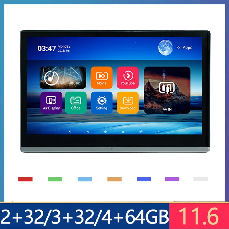 Android Car Headrest Monitor 11.6 Inch Back Seat Tablet Touch Screen Portable Video Player Bluetooth Phone Wireless Mirroring
Android Car Headrest Monitor 11.6 Inch Back Seat Tablet Touch Screen Portable Video Player Bluetooth Phone Wireless Mirroring
