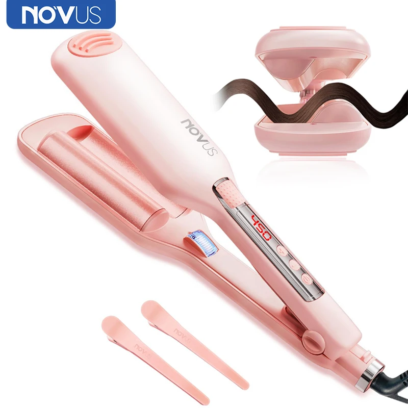 

NOVUS 32MM Wavy Hair Curlers French Egg Roll Head Waver Styler 6000w negative ion Fast Heating 60 Min Auto off Curling Iron