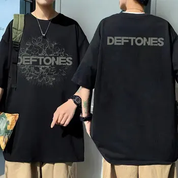 Deftones 남성용 플로럴 버스트 양면 프린트 티셔츠, 펑크 록 밴드, 패션 y2k 티셔츠, 반팔, 여름 남성 스트리트웨어