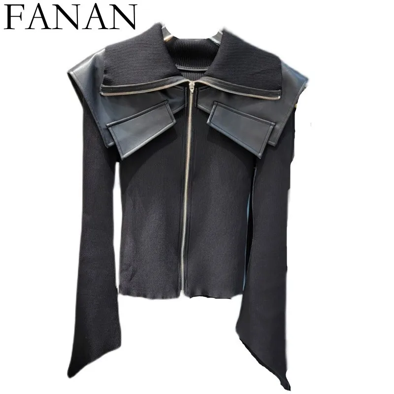 2024 Spring Autumn New Fashion High Grade Feeling Sweater Knitwear Spliced PU Leather Short Coat Women Black White LX067
2024 Spring Autumn New Fashion High Grade Feeling Sweater Knitwear Spliced PU Leather Short Coat Women Black White LX067