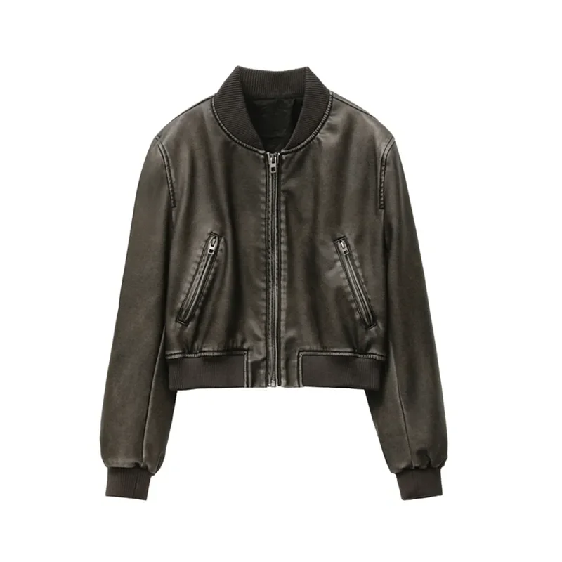 RARF Women's 2023 new vintage imitation leather bomber jacket coat top women's style
RARF Women's 2023 new vintage imitation leather bomber jacket coat top women's style