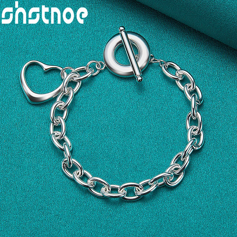 SHSTONE 925 Sterling Silver 20cm Chain Heart Charm Bracelets For Women Jewelry Wedding Party Luxury Brand Design Accessories
SHSTONE 925 Sterling Silver 20cm Chain Heart Charm Bracelets For Women Jewelry Wedding Party Luxury Brand Design Accessories