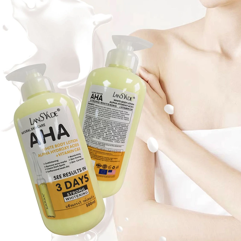 

500ml AHA Whitening Body Cream ALPHA Hydroxy Acids Vitamin C Moisturizing Lightening Body Lotion Remove Acne Marks Skin Care