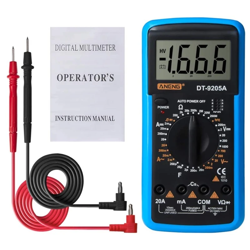ANENG 9205A High-Precision Multi-Function Universal Meter Electrician Test DC Voltage And Current Meter Blue
ANENG 9205A High-Precision Multi-Function Universal Meter Electrician Test DC Voltage And Current Meter Blue