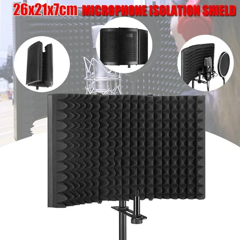

Foldable Microphone Acoustic Isolation Shield Acoustic Foams Panel Studio for Recording Live Broadcast Microphone Accessories