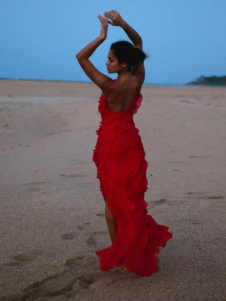 Ruffles Chiffon Maxi Dresses for Women 2024 Backlesss Split Sexy Dress Red Long Christmas Wedding Party Dress Elegant Luxury
Ruffles Chiffon Maxi Dresses for Women 2024 Backlesss Split Sexy Dress Red Long Christmas Wedding Party Dress Elegant Luxury