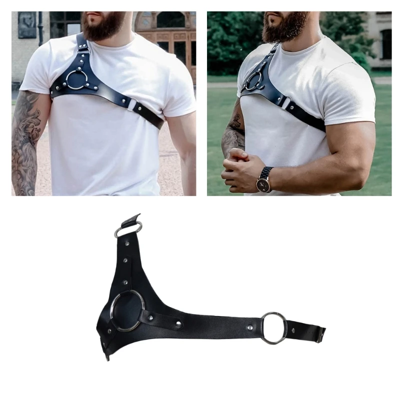 

Men Punk Chest Belt Adult Sexy PU Nightclub Body Harness Straps Adjustable Suspender Bondage Belt for Party Street Clubwear