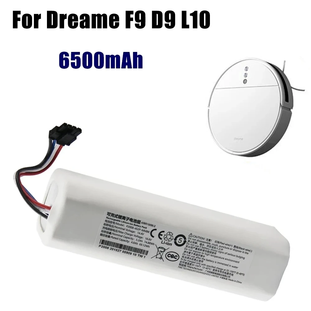 Набор литий-ионных батарей 4INR19/66-2 для робота-пылесоса Dreame D9 F9 L10 L10 Pro 6500 мАч
Набор литий-ионных батарей 4INR19/66-2 для робота-пылесоса Dreame D9 F9 L10 L10 Pro 6500 мАч