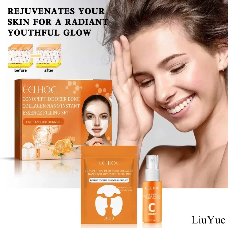 

Anti-Aging Collagen Boost Serum Set Absorbable Forehead Mask Essence Kit Anti-wrinkle Firming Serum Spray Face Soluble Patches